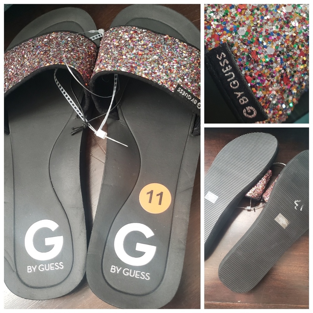 G by Guess Glitter Slip On Sandals
